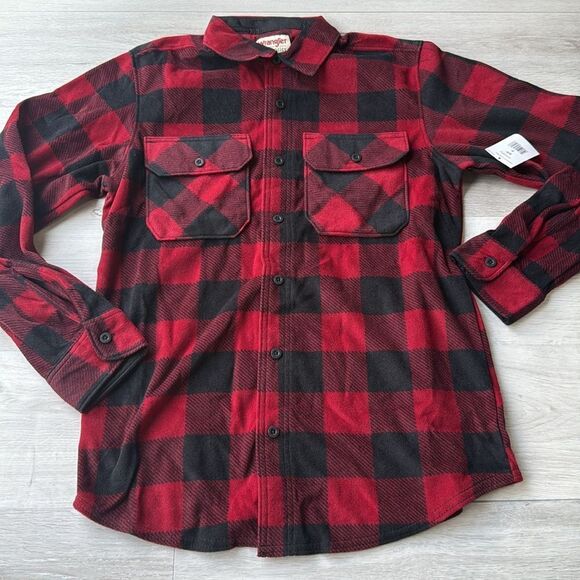 Wrangler Men's Fleece Buffalo Plaid Relaxed Fit Long Sleeve Shirt S NWT in pkg - Picture 6 of 6